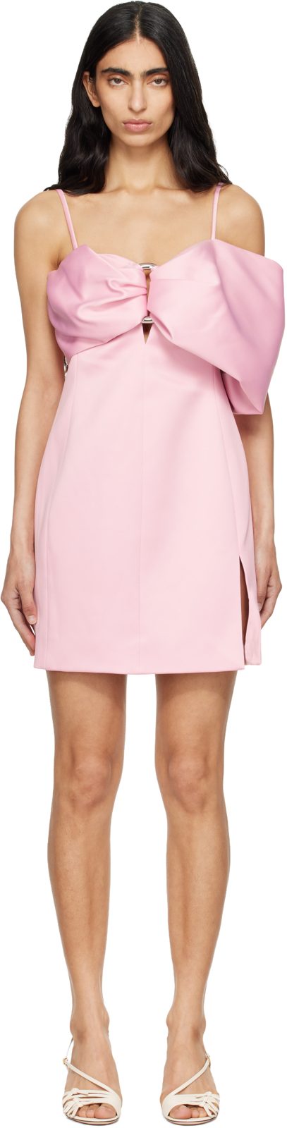 Pink Satin Pop J Marc Bow Minidress 262190F052000