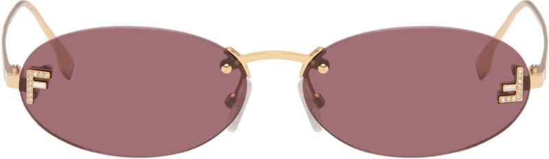 Gold [FENDI] First Crystal Sunglasses 262693F005028