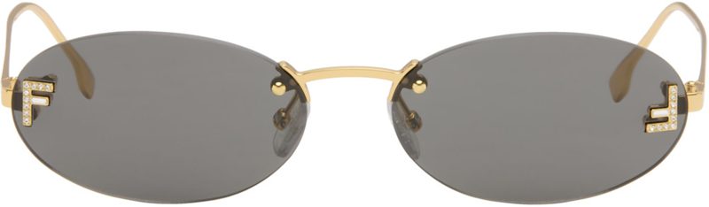Gold [FENDI] First Crystal Sunglasses 262693F005027