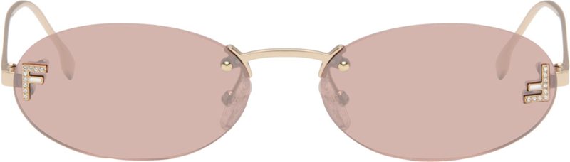Gold [FENDI] First Crystal Sunglasses 262693F005026