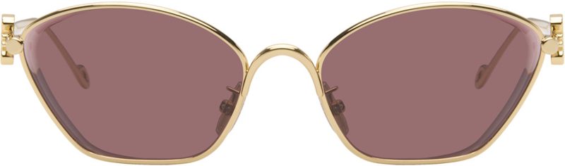 Gold Anagram Hexagonal Sunglasses 262677F005040