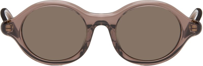 Brown Slim Round Sunglasses 262677F005016