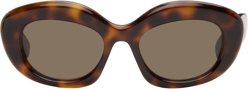 Brown Curvy Logo Cat-Eye Sunglasses 262677F005021