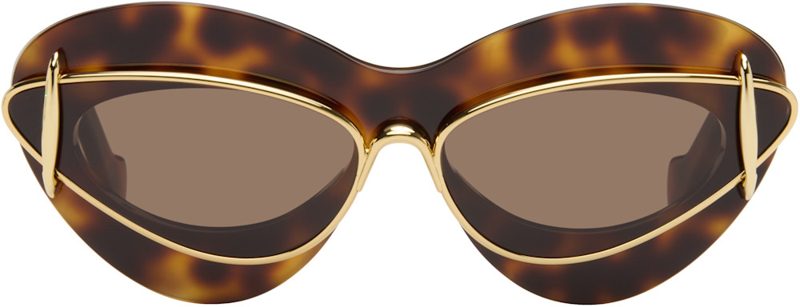 Brown & Gold Double Frame Sunglasses 262677F005037
