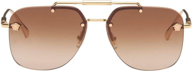 Gold Aviator Sunglasses 262404F005032