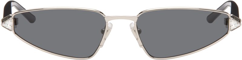 Silver & Black Metal Cat-Eye Sunglasses 262476F005022