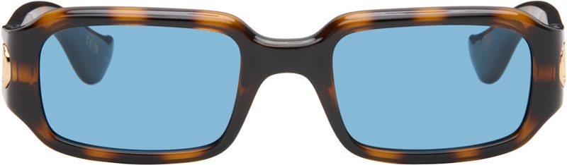 Brown Rectangular Acetate Sunglasses 262476F005018