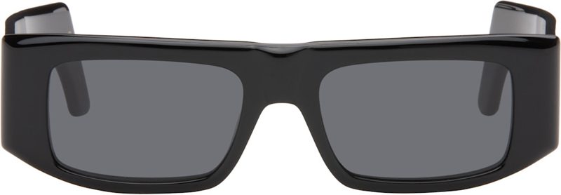 Black Rectangular Acetate Sunglasses 262476F005004