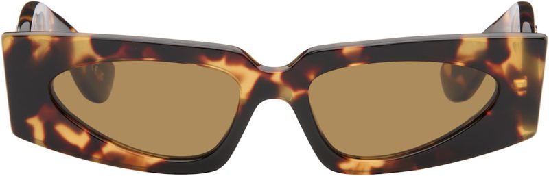 Brown Rectangular Acetate Sunglasses 262476F005001