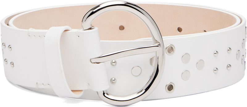 Marni White Metal Studs Leather Belt 262379F001002