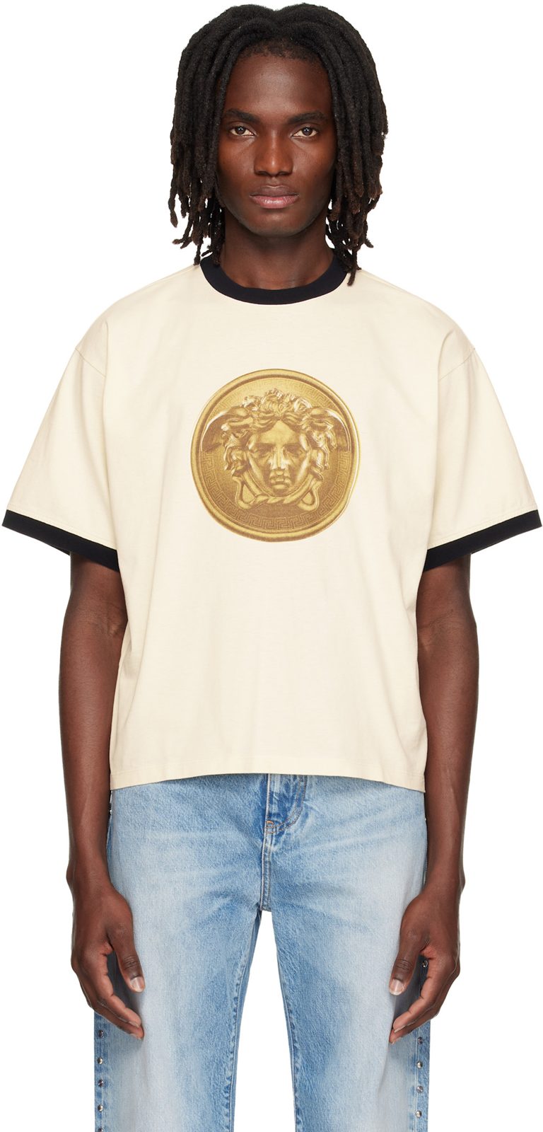 White Printed Cotton-Jersey Regular T-shirt 262404M213002