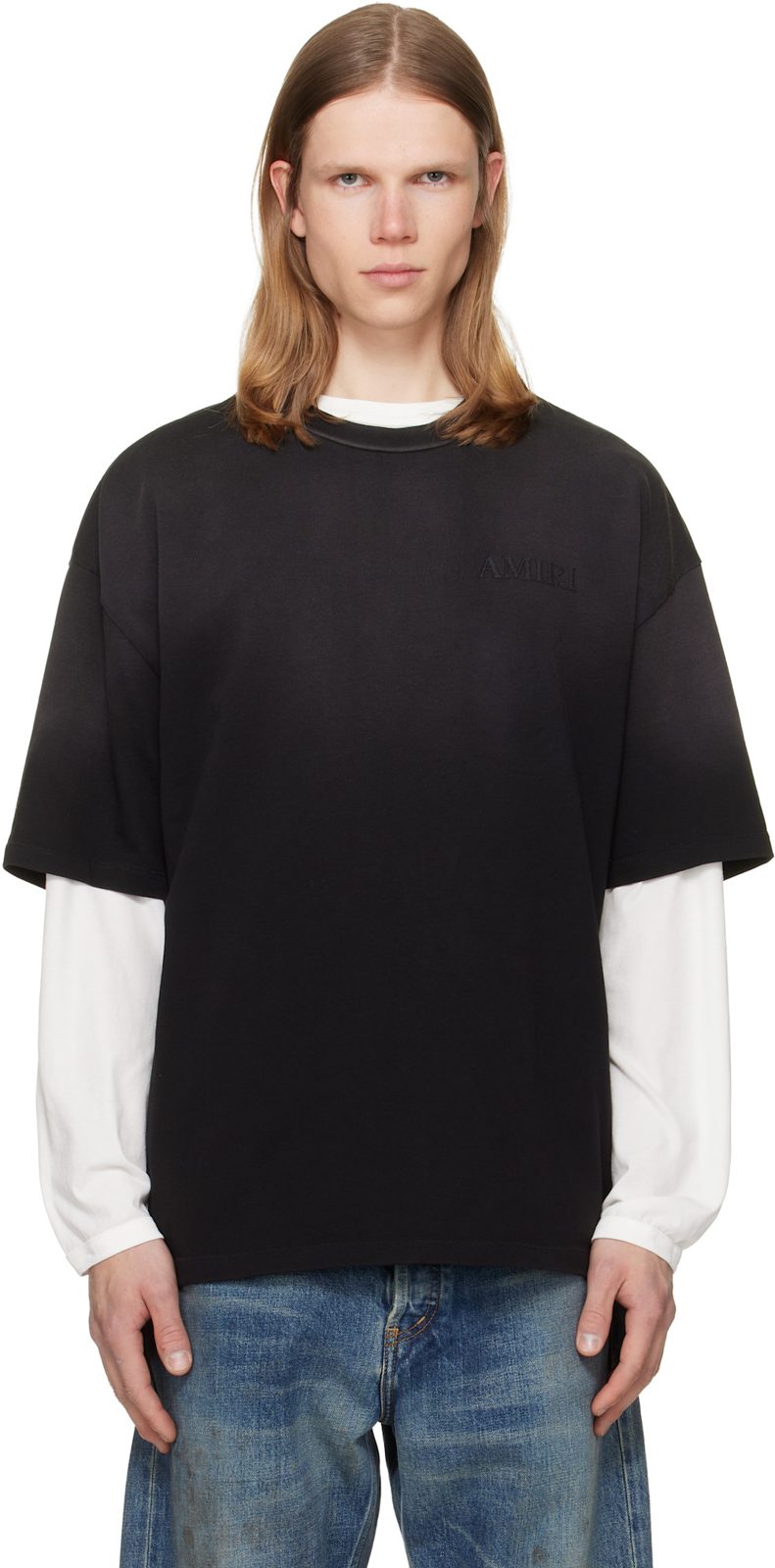 Black Bandana Patch Oversized T-shirt 262886M213009