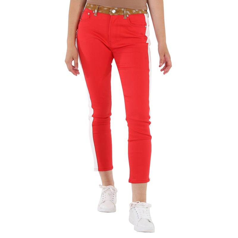 Runway Fawn Print Two-tone Slim Fit Pants_Red