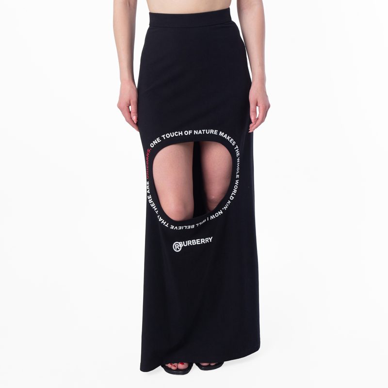 Montage Print Step-through Skirt_Black