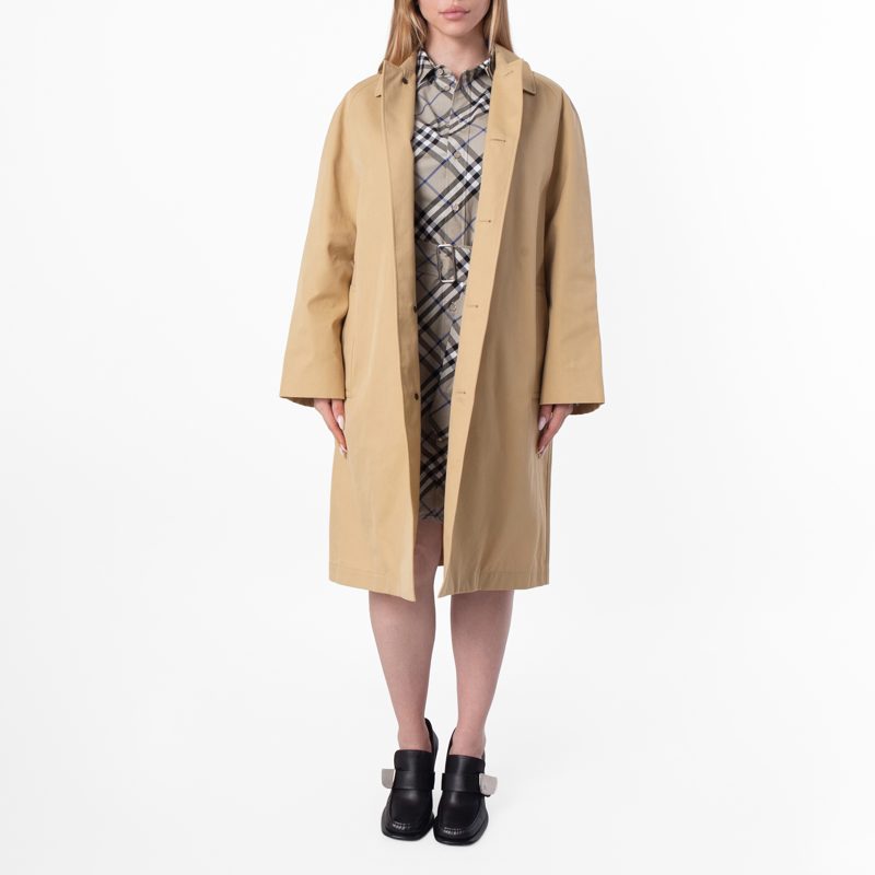 Single-Breasted Straight Hem Wool Coat_Flax
