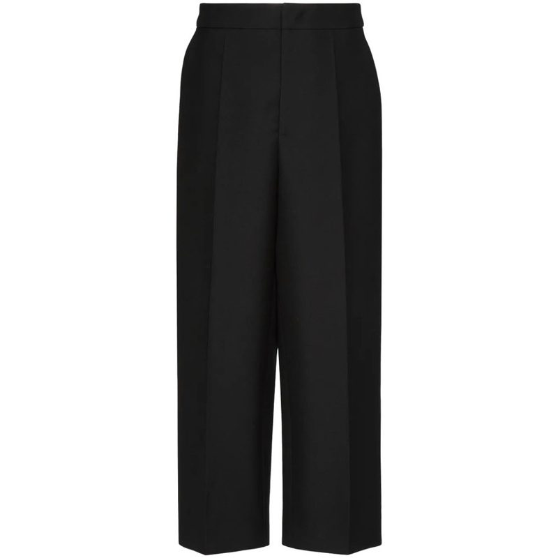 Garavani Cropped Wide-Leg Trousers_Black