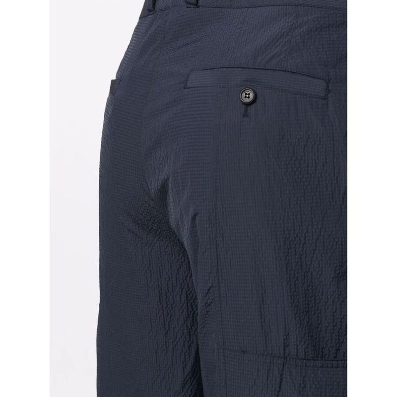 Multi-Pocket Seersucker Trousers_Blue