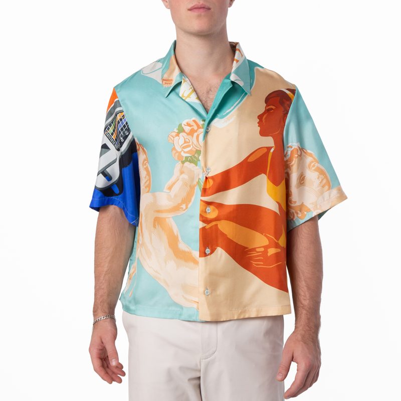 Retro Graphic Silk Camp Shirt_Multicolor