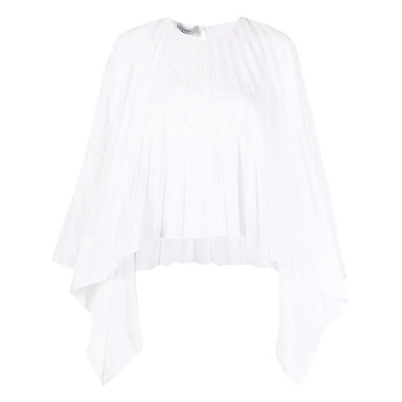 Garavani Garavani Pleated Bell-Sleeves Top_White
