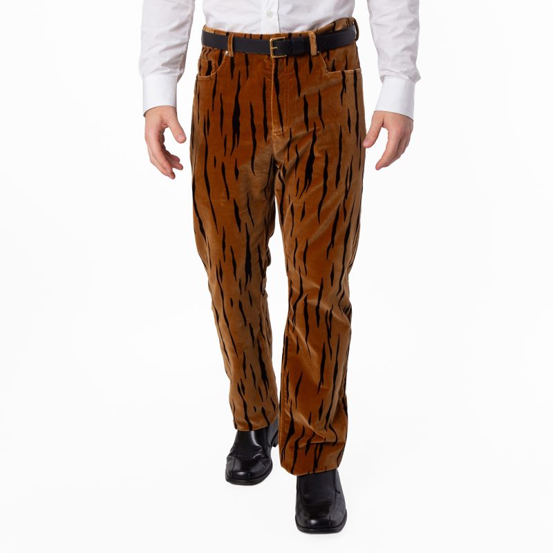 Tiger Printed Cotton Velvet Pants_Deserto/Black
