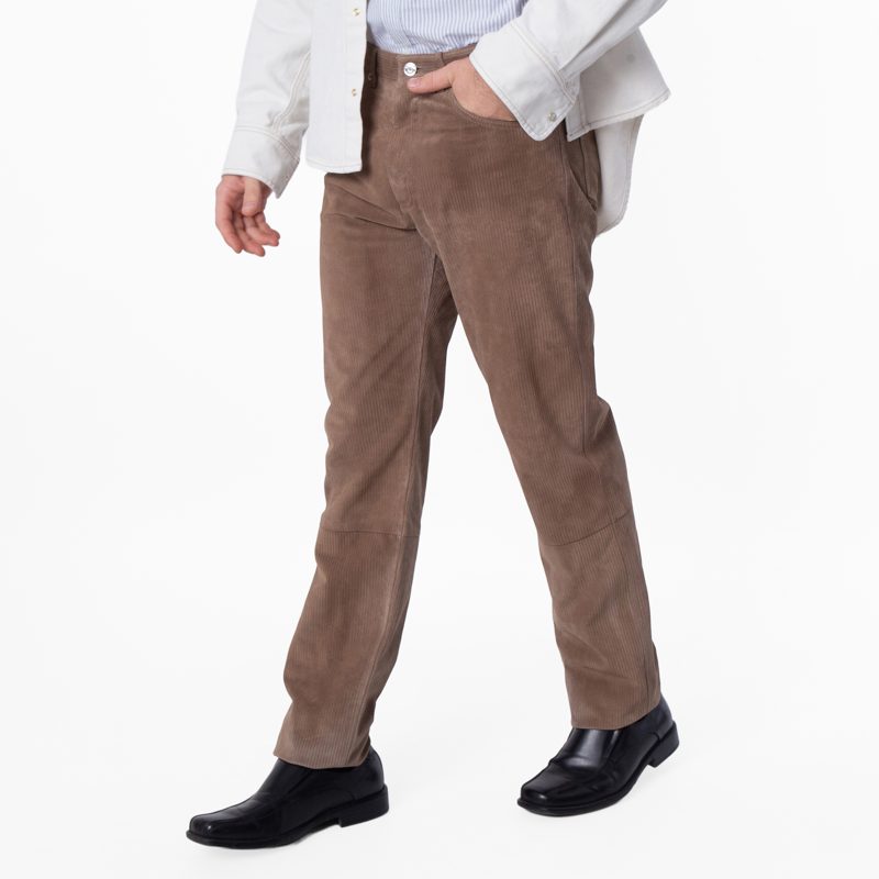 Calf Suede Straight Trousers_Deep Sepia