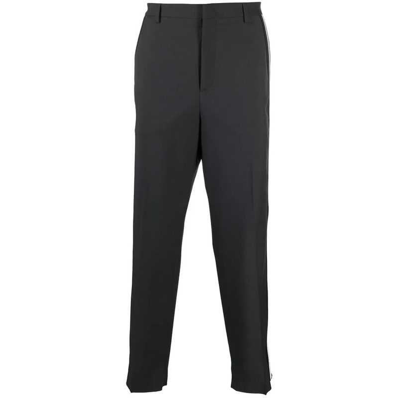 Garavani Side-Stripe Wide-Leg Tailored Trousers_Grey