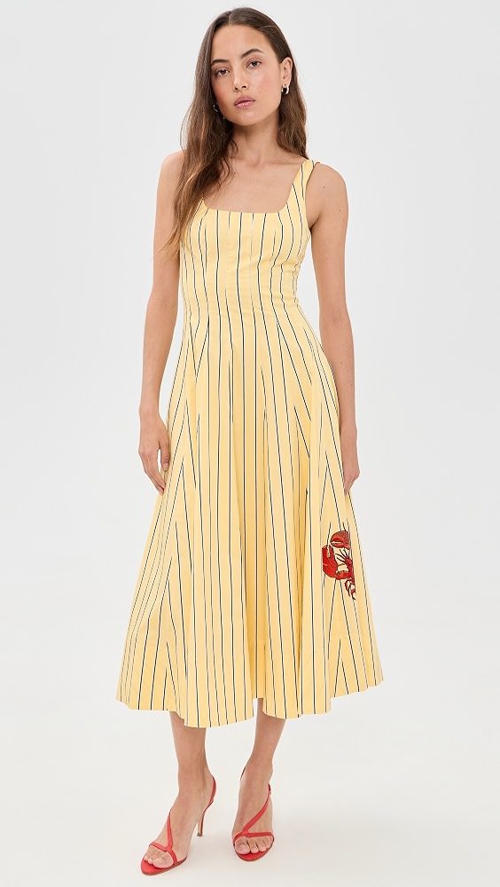 STAUD Wells Dress_Monday Stripe Lobster