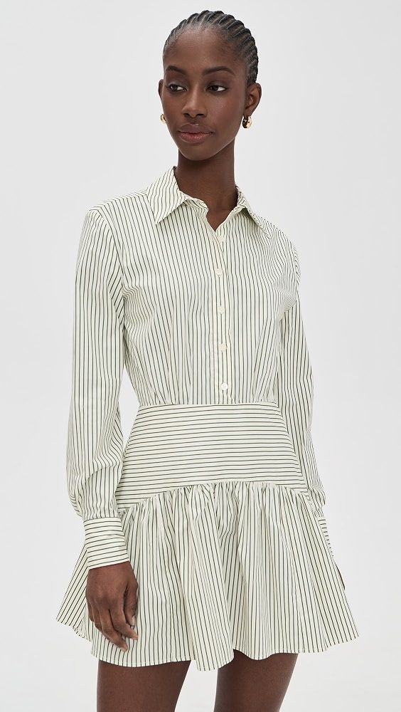 STAUD Rocco Mini Dress_Chive Stripe