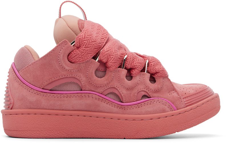Pink Monochrome Suede Curb Sneakers 261254F128025