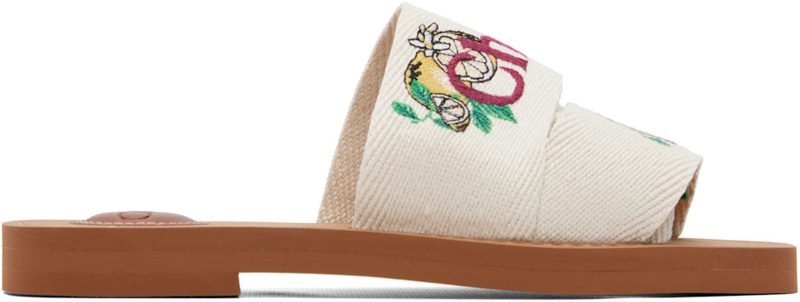 Chloe Beige Woody Mule Sandals 262338F124003