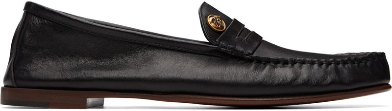 Black Guanto Leather Loafers 262404M231006