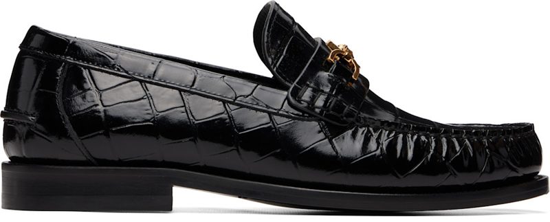 Black Medusa 95 Croc-Effect Loafers 262404M231000