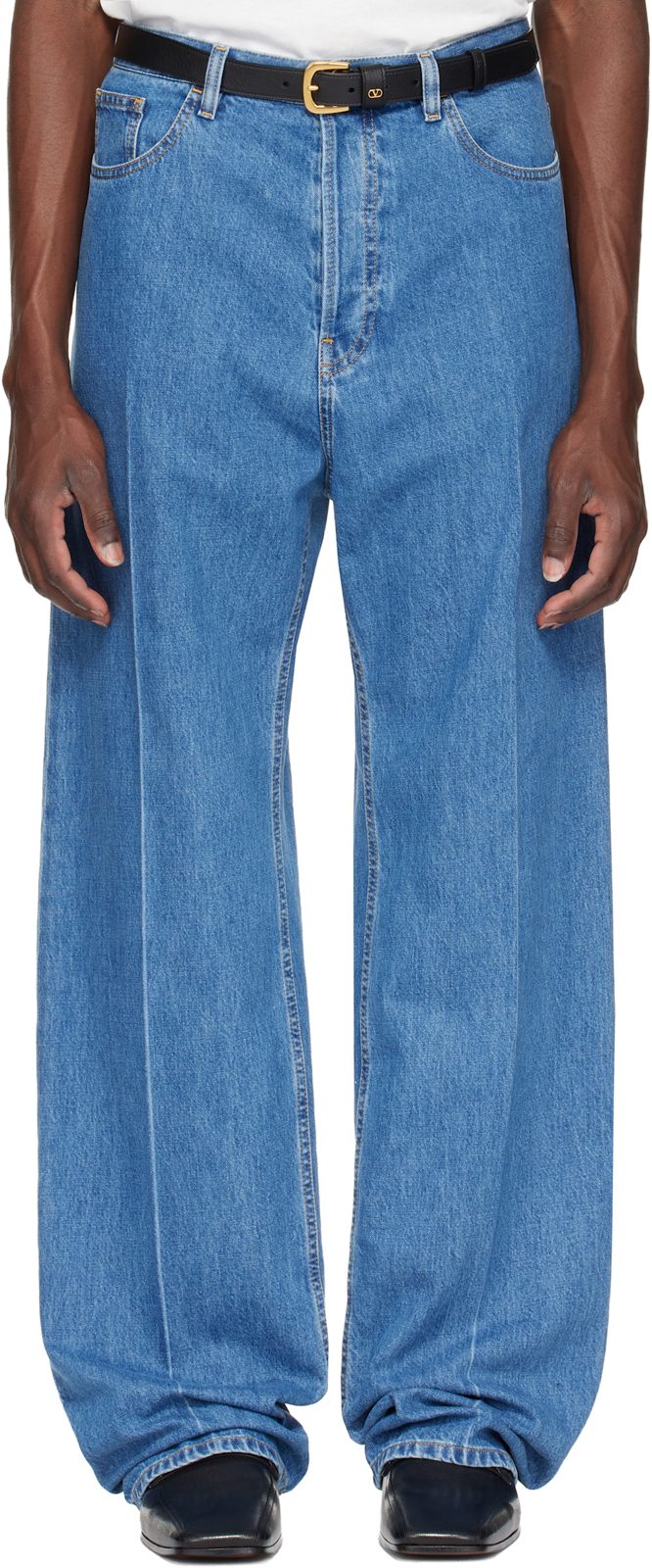 Blue Creased Jeans 262476M186001
