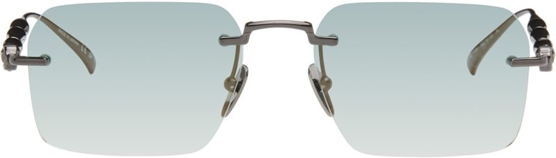 Black Frameless Rectangular Sunglasses 262451M134000