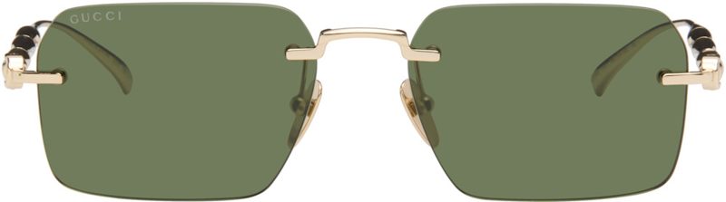 Gold Frameless Rectangular Sunglasses 262451M134001