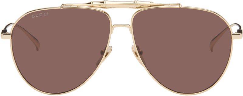 Gold Pilot Sunglasses 262451M134011