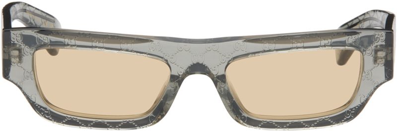 Gray Rectangular Logo Sunglasses 262451M134013