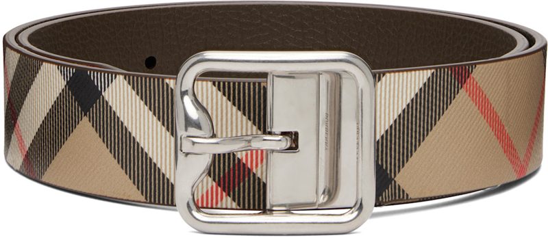 Beige Reversible Check B Buckle Belt 262376M131002