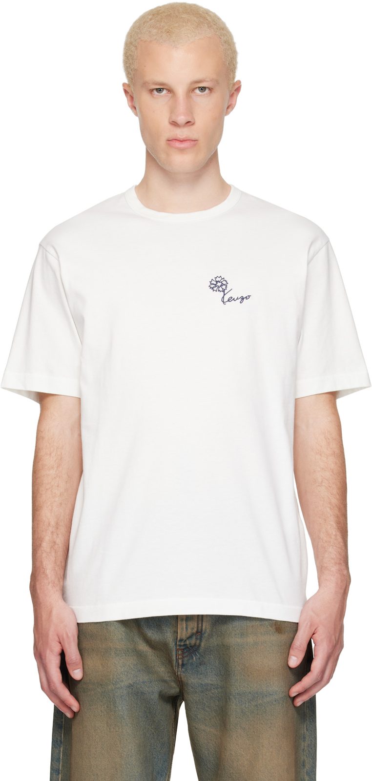 White [겐조] Paris Tulip Embroidered T-shirt 262387M213010