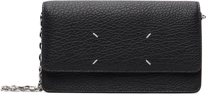 Black Four Stitches Chain Wallet 262168M164013
