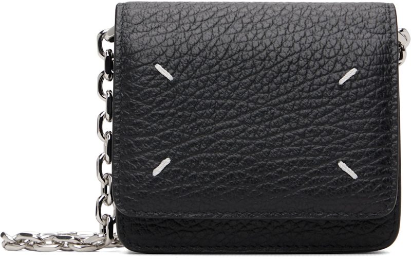 Black Four Stitches Chain Wallet 262168M164001