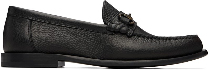 Black Leather Loafers 261085M231030