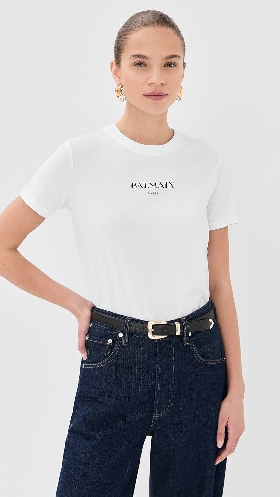Vintage Logo Print Regular Tee_Blanc/Noir