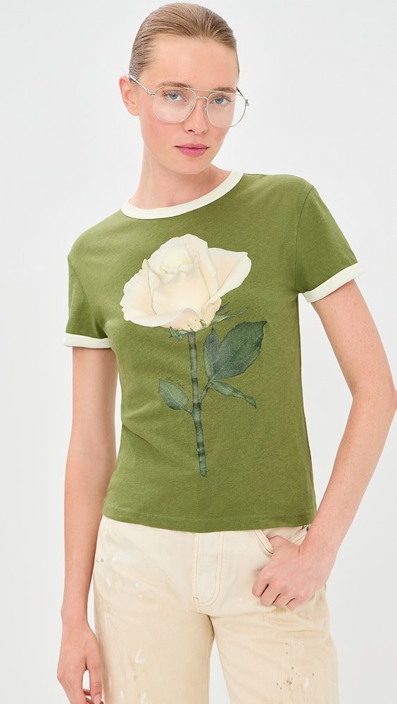 Rose Tee_Green/White