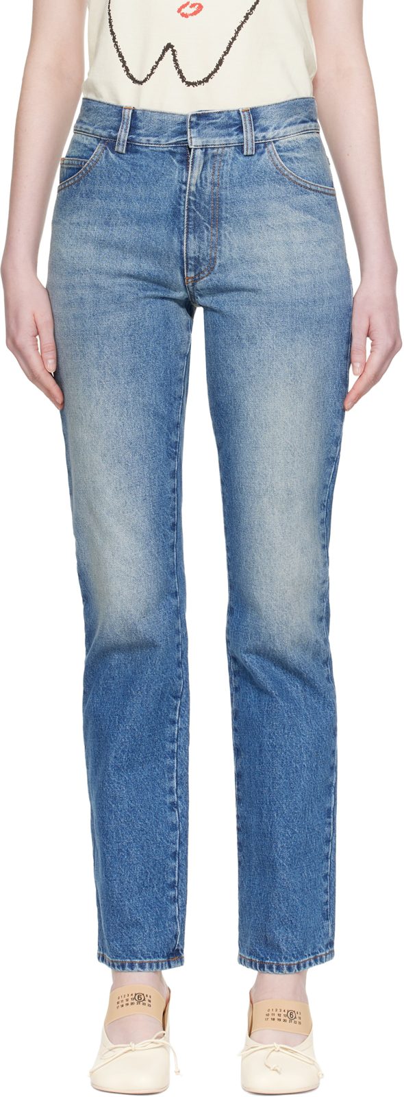 Blue Slim 5-Pocket Jeans 262188F069000