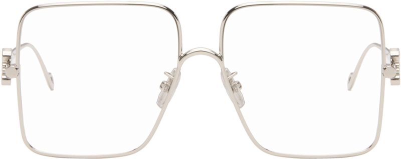 Silver Oversize Square Retro Glasses 262677F004017