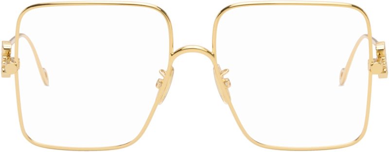 Gold Oversize Square Retro Glasses 262677F004016