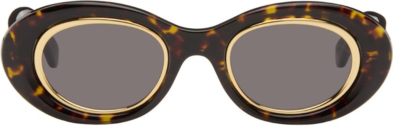 Brown Mini Anagram Oval Sunglasses 262677F005024