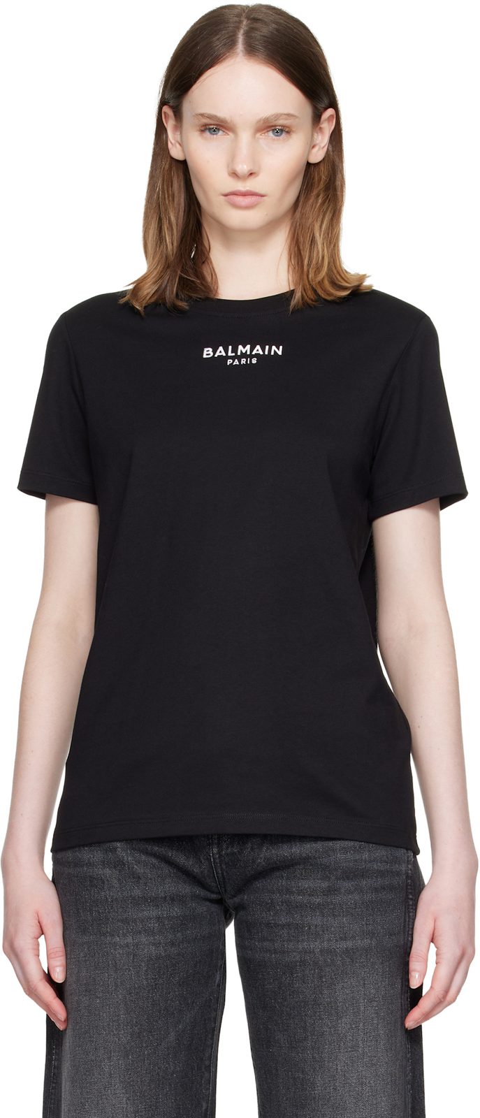 Black [발망] Paris Print T-shirt 262251F110005