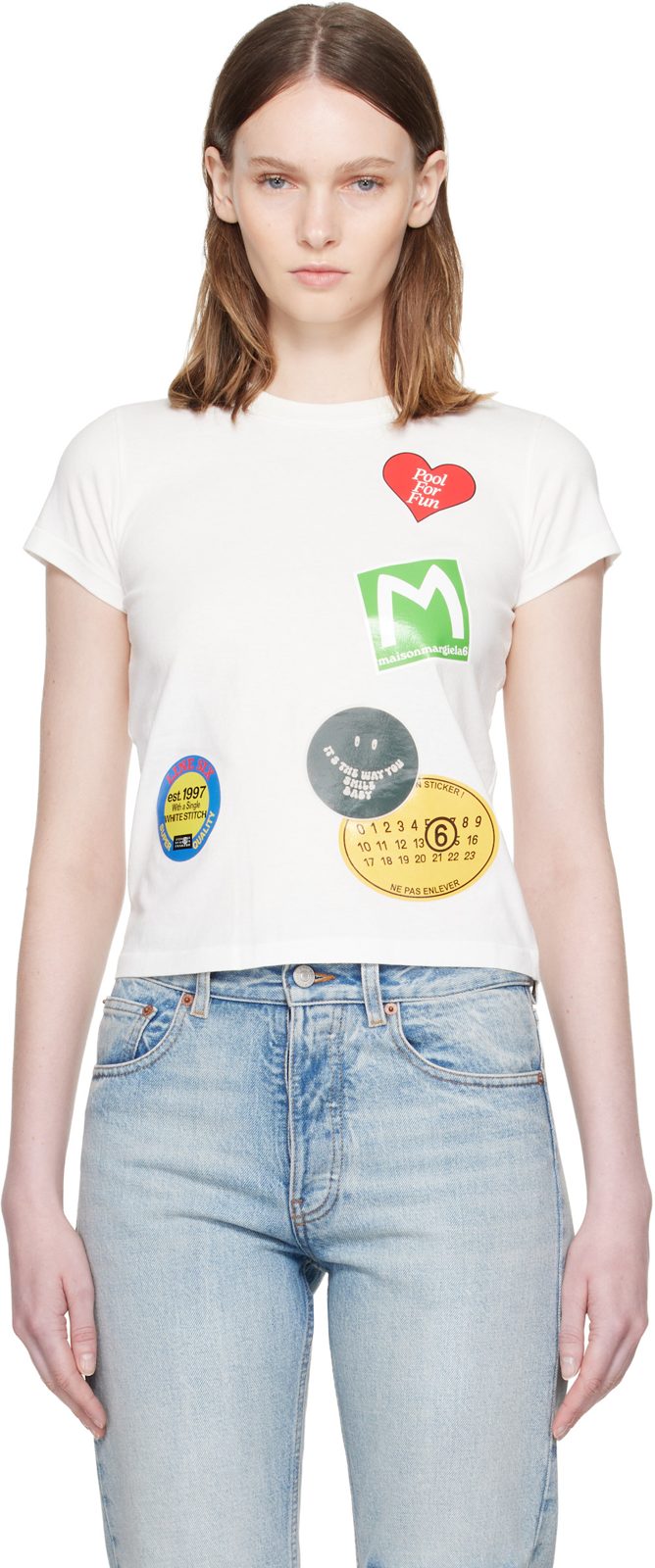 White Sticker T-shirt 262188F110012